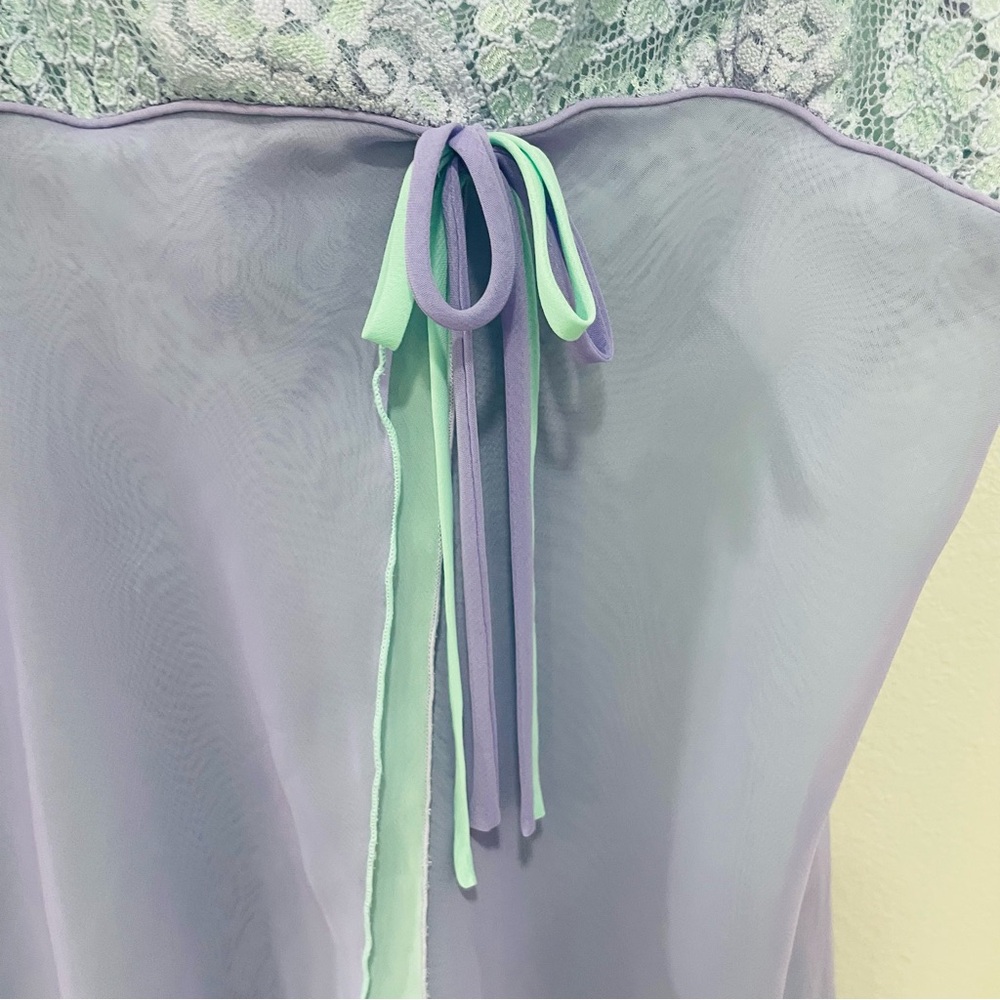 Private Luxuries Lavender & Teal Chiffon Fairy Babydoll Camisole Womens Size M - Picture 5 of 10